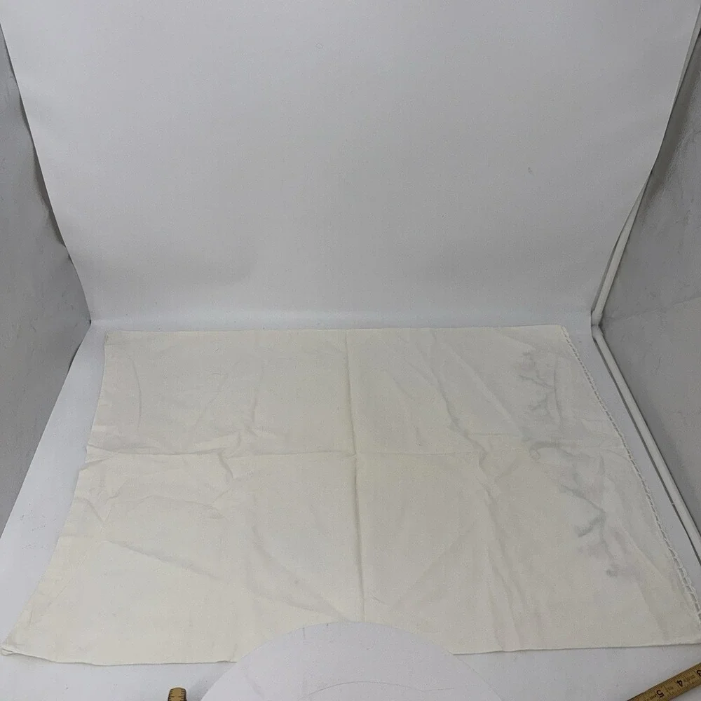 Vintage white pillowcase w/ pink floral embroidery & hand-crocheted lace edge